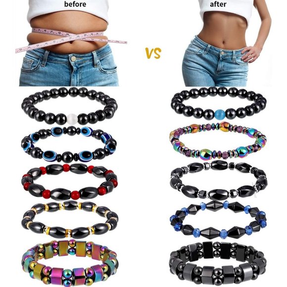 Hicarer 10 Pieces Magnetic Hematite Bracelets for Men Women Magnetic Bra… - Picture 2 of 7